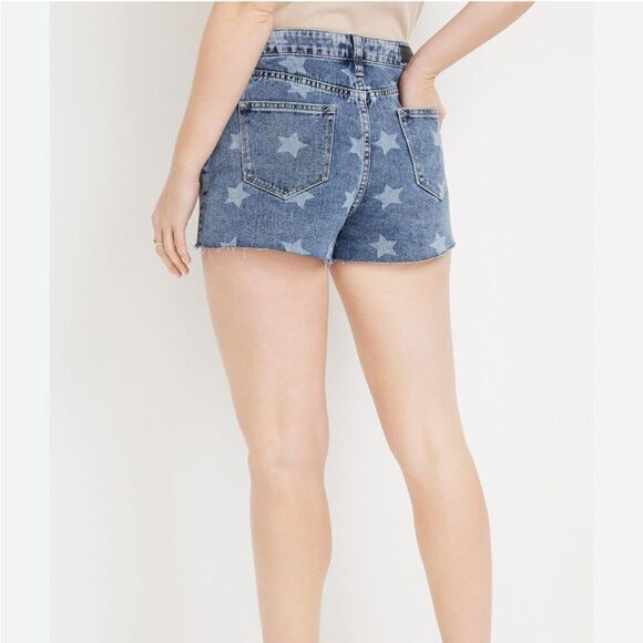 Vigoss Ace Shorts Size 27 Blue High Rise Star Deco New Raw Edge Hem Denim NWT - Picture 2 of 10